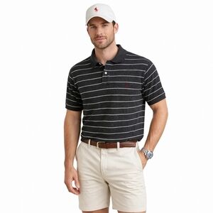 Polo by Ralph Lauren Gray Pima Striped Custom Fit Shirt Men's XL